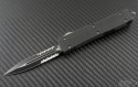 Microtech Knives Custom Carbon Fiber Ultratech D/E Automatic OTF D/A Knife (3.44in Black Part Serr) 121-2BCFT - Front