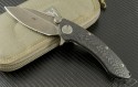 Microtech Knives Custom Carbon Fiber Whale Shark S/E Flipper Knife (3.5in Stonewashed Part Serr COWRY-Y) ws-custom - Front