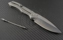 Microtech Knives Custom Silver Anax S/E Folder Knife (3.5in Stonewashed Plain ELMAX) MTC-0034 - Back