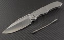 Microtech Knives Custom Silver Anax S/E Folder Knife (3.5in Stonewashed Plain ELMAX) MTC-0034 - Front