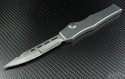 Microtech Knives Custom Stainless Steel Halo V S/E Automatic OTF S/A Knife (4.6in Stonewashed Plain 154-CM) HALO-SS-NM - Front
