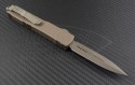 Microtech Knives Custom Tan Ultratech D/E Automatic OTF D/A Knife (3.44in Bronzed Plain ELMAX) UT-DT-DE - Back
