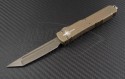 Microtech Knives Custom Tan Ultratech T/E Automatic OTF D/A Knife (3.44in Bronzed Plain ELMAX) UT-DT-TE - Front