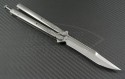 Microtech Knives Custom Titanium Tachyon 3 D/E Butterfly Knife (4.25in Stonewashed Plain ELMAX) MTC-0016 - Back