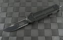 Microtech Knives Gray Scarab S/E Automatic OTF D/A Knife (3.44in Black Part Serr S30-V) VNT-0092 - Front