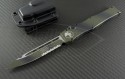 Microtech Knives Green Camo Halo V S/E Automatic OTF S/A Knife (4.6in Color Coated Part Serr N690) 151-2GC - Front