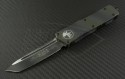 Microtech Knives Green Camo Scarab T/E Automatic OTF D/A Knife (3.44in Color Coated Plain ELMAX) 177-1GC - Front