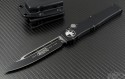 Microtech Knives Halo V S/E Automatic OTF S/A Knife (4.6in Black Plain ELMAX) 151-1-nodlc - Front