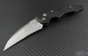 Microtech Knives Kestrel Warncliffe Automatic Folder S/A Knife (3.75in Bead Blasted Part Serr 154-CM) VNT-0128 - Front