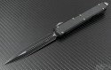 Microtech Knives Makora II D/E Automatic OTF D/A Knife (4.4in Black Plain ELMAX) 106-1 - Front
