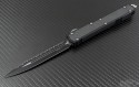 Microtech Knives Makora II D/E Automatic OTF D/A Knife (4.4in Black Serr ELMAX) 106-3 - Front