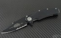 Microtech Knives Mini Matrix S/E Flipper Knife (3in Black Part Serr ATS-34) 164-2 - Front