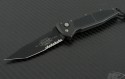 Microtech Knives Mini Socom T/E Automatic Folder Knife (3.25in Black Part Serr 154-CM) m-socom-a - Front
