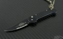 Microtech Knives Mini UDT S/E Automatic Folder S/A Knife (2.25in Black Part Serr ELMAX) 155-2 - Front
