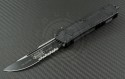 Microtech Knives Navy Scarab S/E Automatic OTF D/A Knife (3.44in Black Part Serr ELMAX) 182-2T - Front