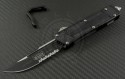 Microtech Knives Navy Scarab S/E Automatic OTF D/A Knife (3.44in Black Part Serr ELMAX) 182-2 - Front