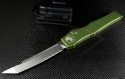 Microtech Knives OD Green Halo V T/E Automatic OTF S/A Knife (4.6in Stonewashed Part Serr N690) 150-11OD - Front