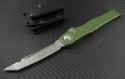 Microtech Knives OD Green Halo V T/E Automatic OTF S/A Knife (4.6in Stonewashed Plain N690) 150-10OD - Front