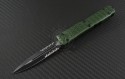 Microtech Knives OD Green Ultratech D/E Automatic OTF D/A Knife (3.44in Black Part Serr ELMAX) 122-2OD-TRI - Front