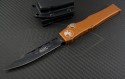 Microtech Knives Orange Halo V S/E Automatic OTF S/A Knife (4.6in DLC Plain ELMAX) 151-1OR - Front