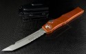 Microtech Knives Orange Halo V T/E Automatic OTF S/A Knife (4.6in Bead Blasted Part Serr N690) 150-8OR - Front