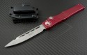 Microtech Knives Red Halo V S/E Automatic OTF S/A Knife (4.6in Stonewashed Plain N690) 151-10RD - Front