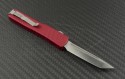 Microtech Knives Red UTX-70 T/E Automatic OTF D/A Knife (2.41in Satin Plain ELMAX) 149-4RD - Back