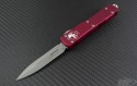 Microtech Knives Red Ultratech D/E Automatic OTF D/A Knife (3.44in Bead Blasted Plain ELMAX) 122-7RD - Front