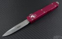 Microtech Knives Red Ultratech S/E Automatic OTF D/A Knife (3.44in Stonewashed Plain ELMAX) 121-10RD - Front