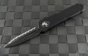 Microtech Knives Scarab D/E Automatic OTF D/A Knife (3.44in Black Serr S30-V) VNT-0091 - Front