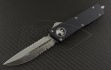 Microtech Knives Scarab D/E Automatic OTF D/A Knife (3.44in Stonewashed Part Serr ELMAX) 181-11 - Front