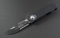 Microtech Knives Scarab S/E Automatic OTF D/A Knife (3.44in Black Part Serr ELMAX) 176-2T - Front