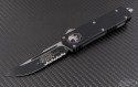 Microtech Knives Scarab S/E Automatic OTF D/A Knife (3.44in Black Part Serr ELMAX) 176-2 - Front