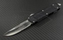 Microtech Knives Scarab S/E Automatic OTF D/A Knife (3.44in Satin Part Serr ELMAX) 178-5 - Front