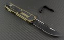 Microtech Knives Tan Navy Scarab S/E Automatic OTF D/A Knife (3.44in Black Part Serr ELMAX) 182-2TA - Back