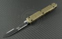 Microtech Knives Tan Ultratech S/E Automatic OTF D/A Knife (3.44in Black Part Serr ELMAX) 121-2TA-TRI - Front