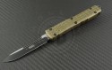 Microtech Knives Tan Ultratech S/E Automatic OTF D/A Knife (3.44in Black Plain ELMAX) 121-1TA-TRI - Front