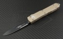 Microtech Knives Tan Ultratech S/E Automatic OTF D/A Knife (3.44in DLC Part Serr) 121-2TA - Front