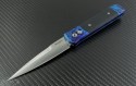 Pro-Tech Blue Godfather S/E Automatic Folder S/A Knife (4in Satin Plain 154-CM) PT-909 - Front
