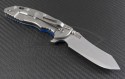 Rick Hinderer Blue S/E Flipper Knife (3.5in Stonewashed Plain S35-VN) RH-XM1835-SK-BL - Back