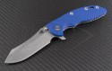 Rick Hinderer Blue S/E Flipper Knife (3.5in Stonewashed Plain S35-VN) RH-XM1835-SK-BL - Front