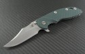 Rick Hinderer Green Clip Point Flipper Knife (3.5in Stonewashed Plain S35-VN) RH-XM1835-BW-GR - Front