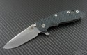 Rick Hinderer S/E Flipper Knife (3.5in Stonewashed Plain S35-VN) RH-XM18-35-FL-BLUBK - Front