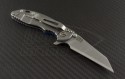 Rick Hinderer Warncliffe Flipper Knife (3in Stonewashed Plain S35-VN) RH-XM1830-WC-BL - Back