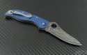 Spyderco Blue Stretch S/E Folder Knife (3.25in Damascus Plain ) SPY-C90GFBLPD - Back