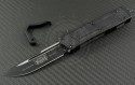 (#182-1T) Microtech Navy Scarab S/E Black Plain Tactical w/ Blue Tridium - Front