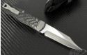 Microtech Knives Carbon Fiber OSS Cobra Clip Point Automatic Folder S/A Knife (3.3in Satin Plain S35-VN) 137-4CF - Back