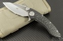 Microtech Knives Custom Carbon Fiber Whale Shark S/E Flipper Knife (4.125in Stonewashed Plain S35-VN) ws-c-sw - Front