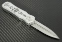 Piranha Metal Excaliber D/E Automatic OTF D/A Knife (3.2in Mirror Polished Plain 154-CM) PR-EXC - Back