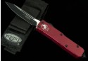 (#125-1RD) Microtech UTX-85 Red Handle Black Plain - Front
